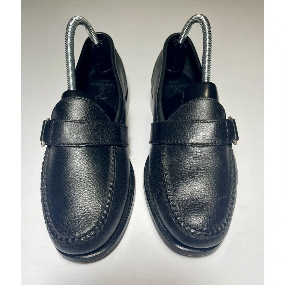 Vintage POLO Ralph Lauren Black Pebble Leather Buckle Loafers 8 D Made In Mexico